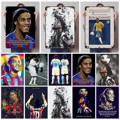 Ronaldinho Metal Posters Customizable Sign Home Decor Items Football Player Tin Signs for Home Wall Art Decoration Coffee Bar