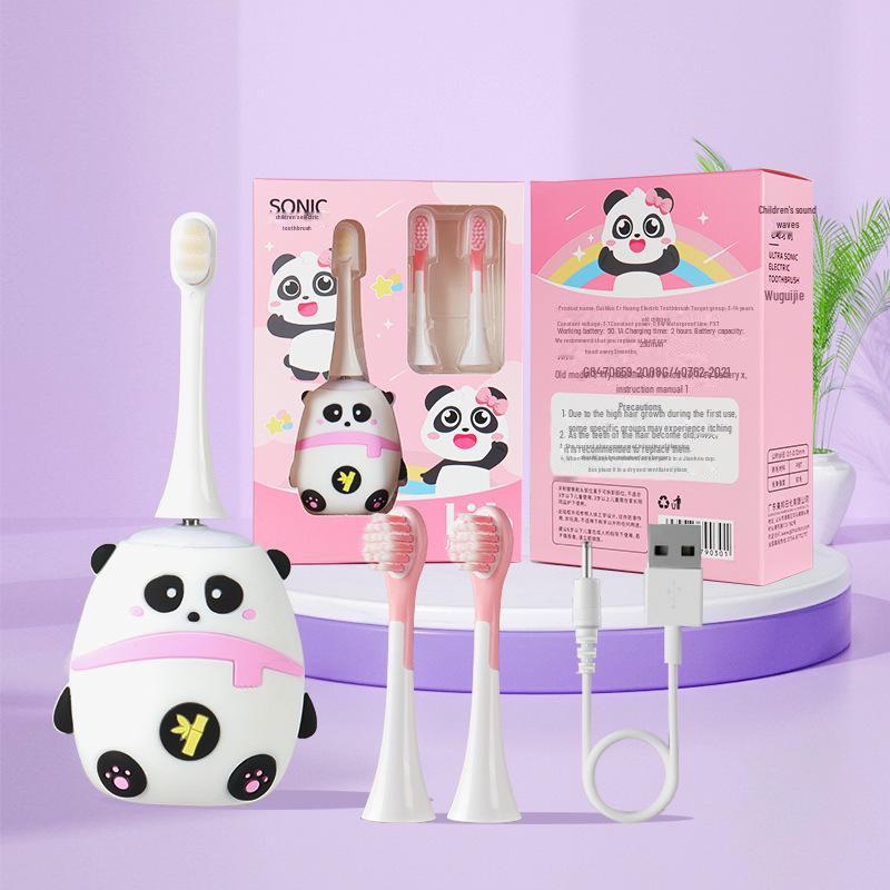 

Детская электрическая зубная щетка с изображением мультяшного астронавта, динозавра и единорога 1 brush head + 2 coated heads (Ages 3-14)