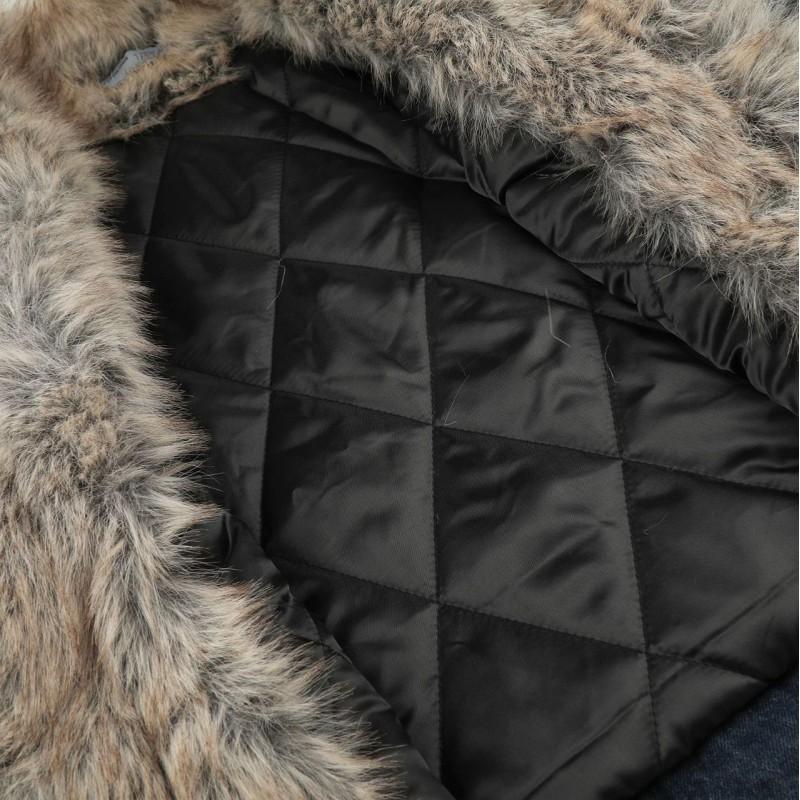 American Vintage Napoleon Collar Denim Padded Jacket Loose Fit Warm Winter Coat Unisex
