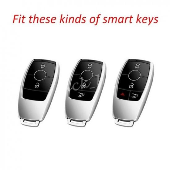 For Mercedes Benz Smart Car Key Fob Case Cover Chain Accessories Carbon Fiber