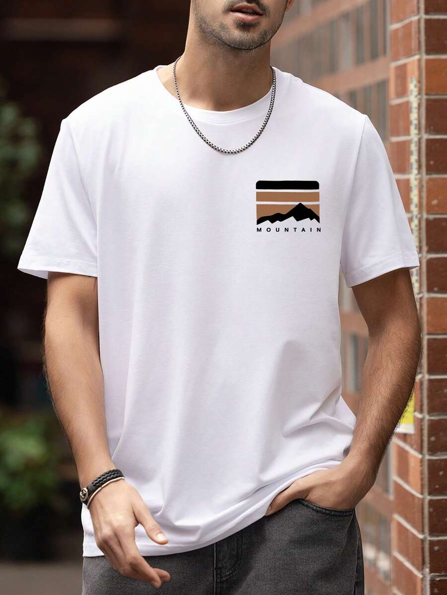 

Unisex s Minimalist Mountain Element Print Short Sleeve T-Shirt XXXL