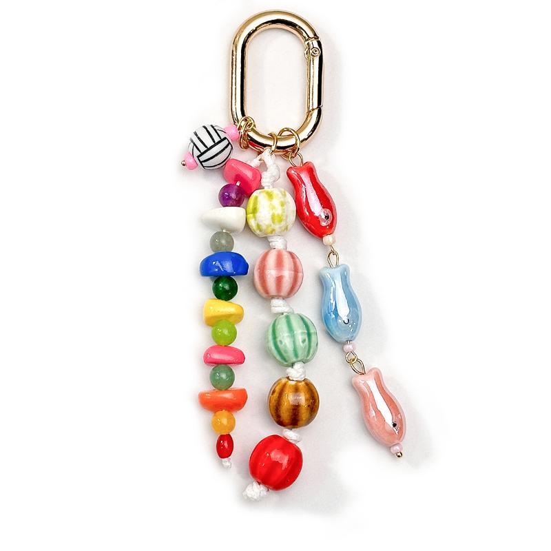 Travel Use Fish Keychain 1Pcs Bag Charm Ceramic Watermelon Beaded Tennis Pendant Portable Luggage Pendant Decor for Women
