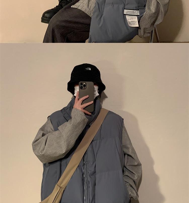 Men's Retro Hip Hop Cotton Down Vest - Warm Autumn/Winter American Style Jacket