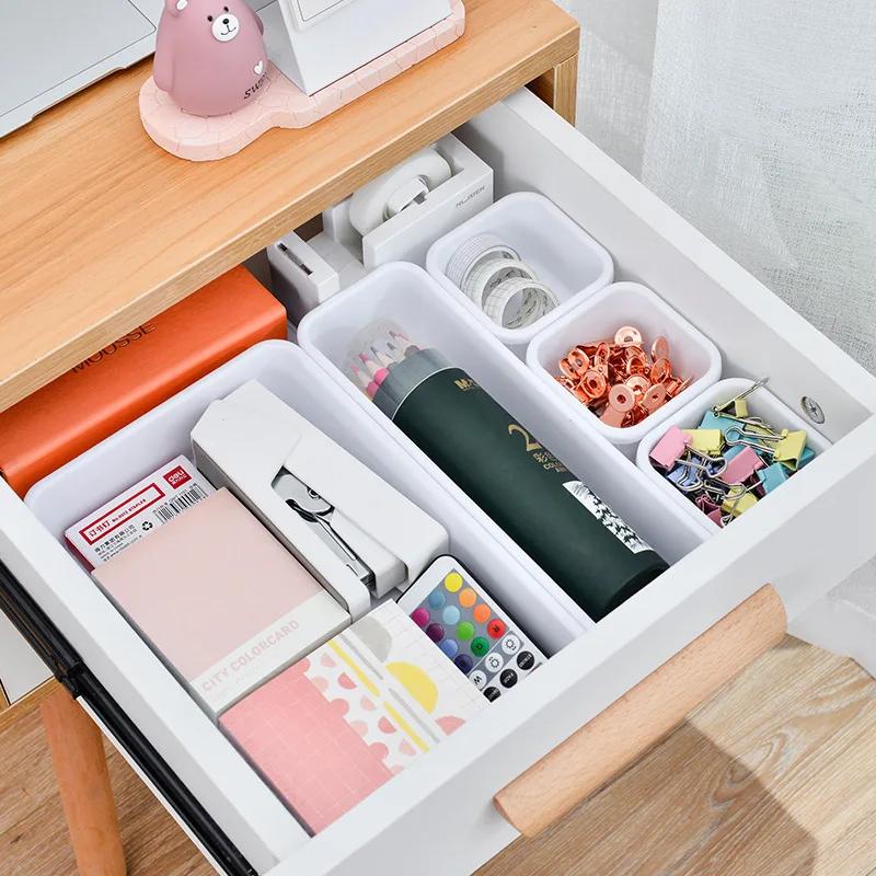 8Pcs Multi Size Drawer Storage Box Student Desk Stationery Storage Rack Household Cabinet Tableware Storage and Organizing Box