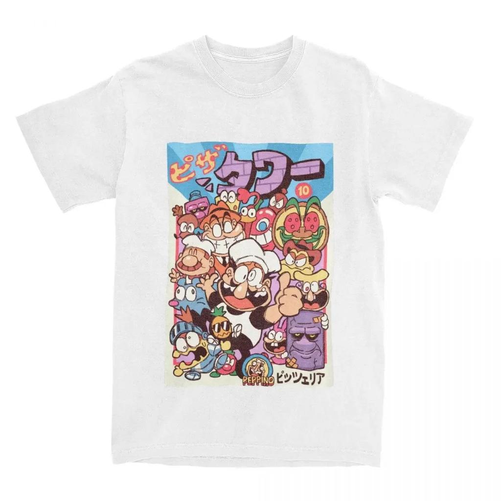 Pizza Tower T-Shirt Unisex Unisex Plus Size O-Neck Oversized Streetwear Harajuku Daily Casual Vintage Unisex Tees