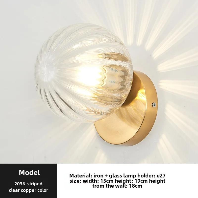 Applique murale LED d'intérieur nordique en fer et verre rond E27 pour escaliers modernes pour salon, chambre à coucher, couloir, allée