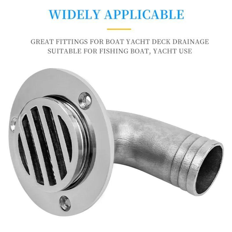 Removable Floor Deck Cockpit Drain 316 Stainless Steel Scupper Curved Floor Drain 32MM/38MM Marine Hardware