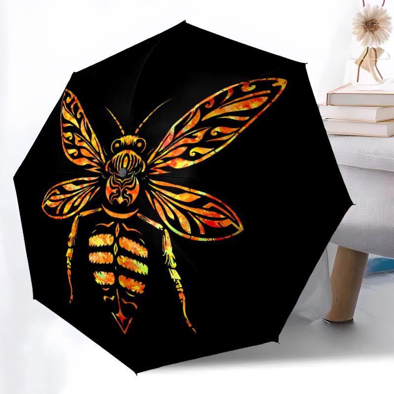 1pc Bee Art Automatic Open/Close Umbrella, Portable Folding Umbrella, Compact Travel Umbrella for, Birthday/Christmas Gift 5018