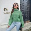 Chic Women Colorful Blend Autumn Loose Turtleneck Balloon Sleeve Winter Sweater Sizes S to L