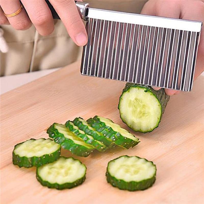 Potato Wavy Edged Knife Stainless Steel Kitchen Gadget Vegetable Fruit Cutting Peeler Cooking Tools kitchen knives Accessories