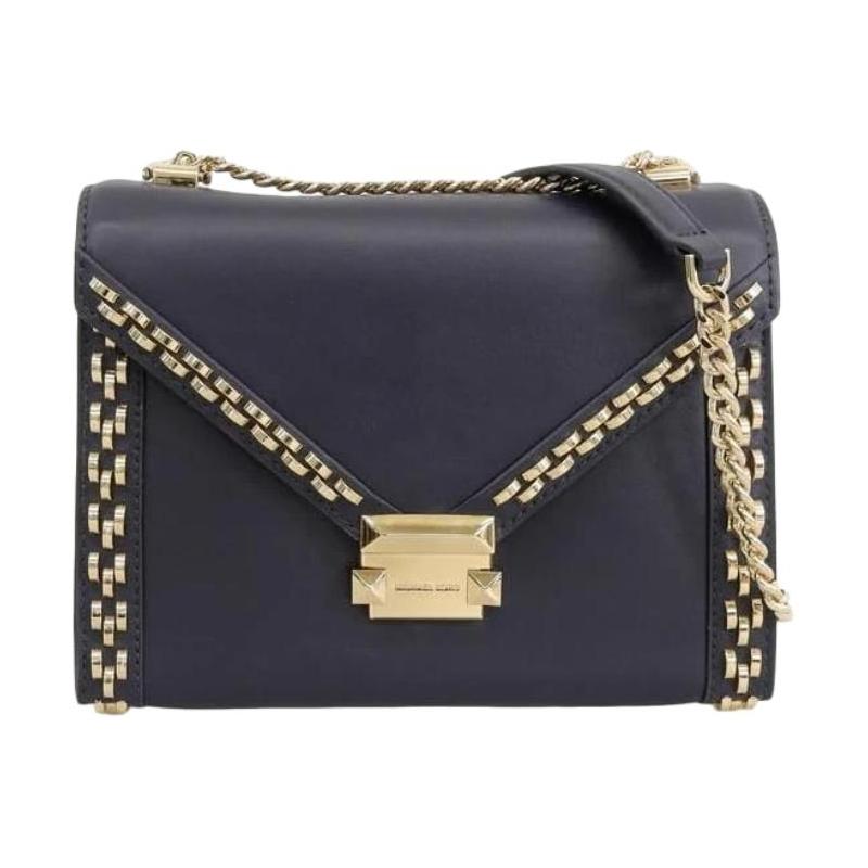 MICHAEL KORS Whitney monogram leather crossbody shoulder bag large women s dark blue синий