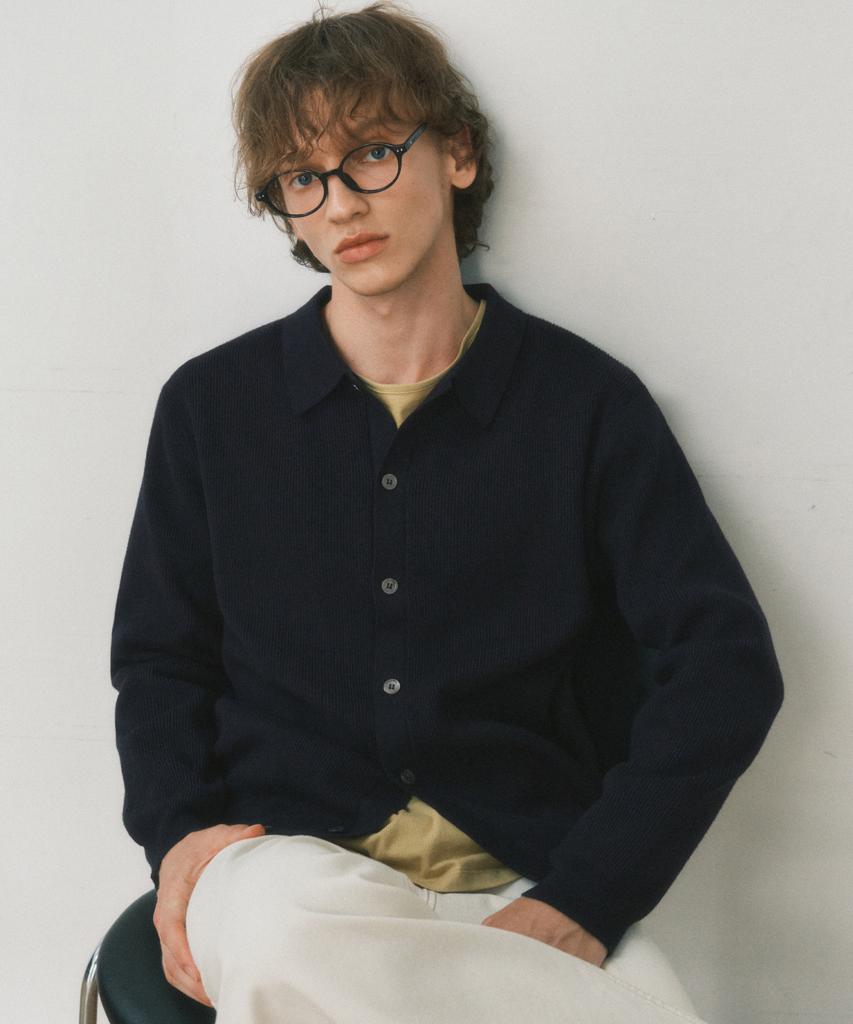 Wednesday Oasis Always Washable Collared Knit Cardigan_Navy(Wc25-Kn45)
