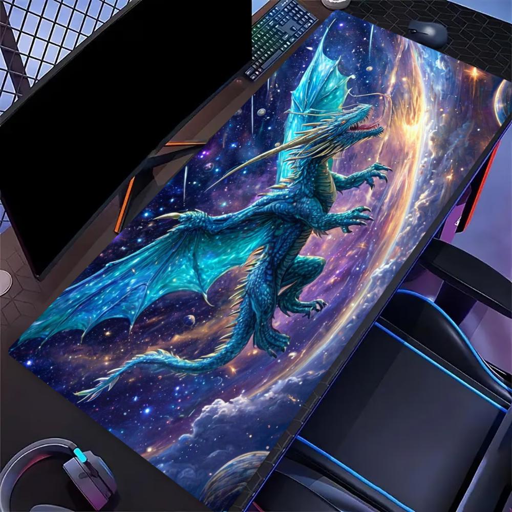 Starry Cosmic Dragon Large Desk Mat Non Slip Gaming Mouse Pad Stitched Edge Galaxy Keyboard Mat For Laptop Pc Office Game Use