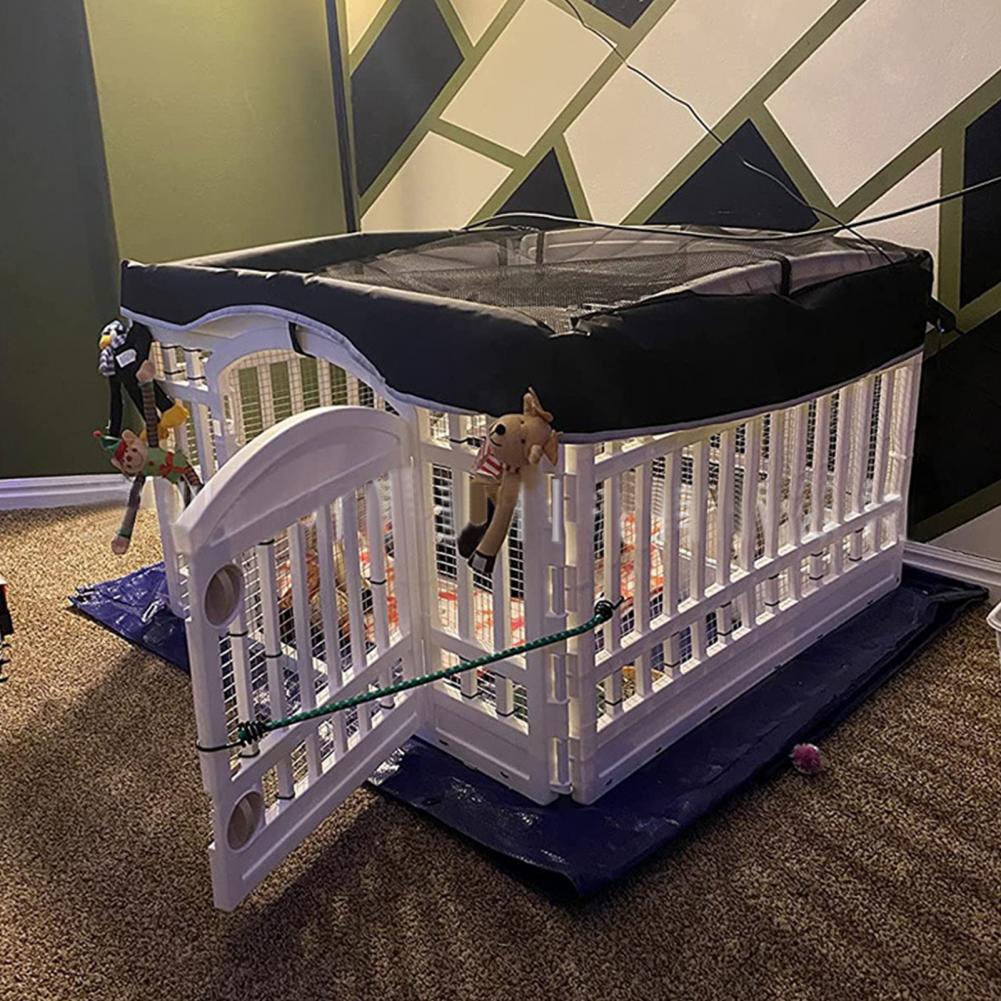 Hundekäfigabdeckungen Welpenlaufstallabdeckung Atmungsaktives Mesh-Nahtband UV Innen/Außen Hundelaufstall Mesh-Oberabdeckung