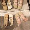 Classic Mary Jane Flat Shoes For Women With Striped Pu Upper Perfect For Spring Daily Wear