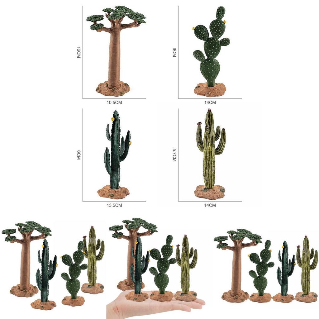Realistic Pvc Animal Model Scene Decor Tropical Desert Trees Cactus And Baobab Tree Set