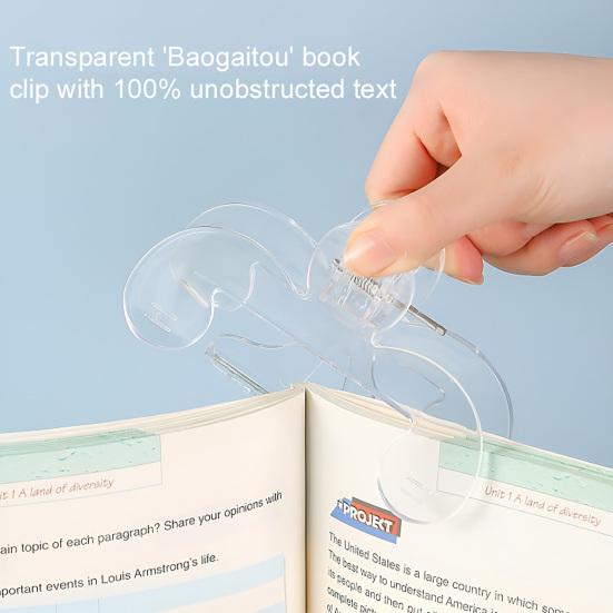 Pince à livre transparente en plastique, support de page de livre, pinces multifonctions, accessoires de lecture pour marque-pages