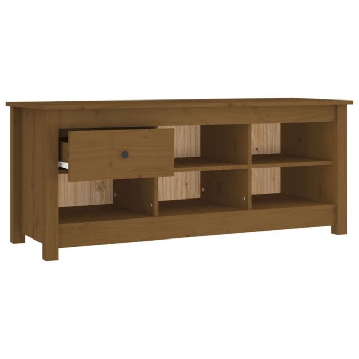 VidaXL Shoe Cabinet Honey Brown 110x38x45.5 Cm Solid Pine Wood 814597