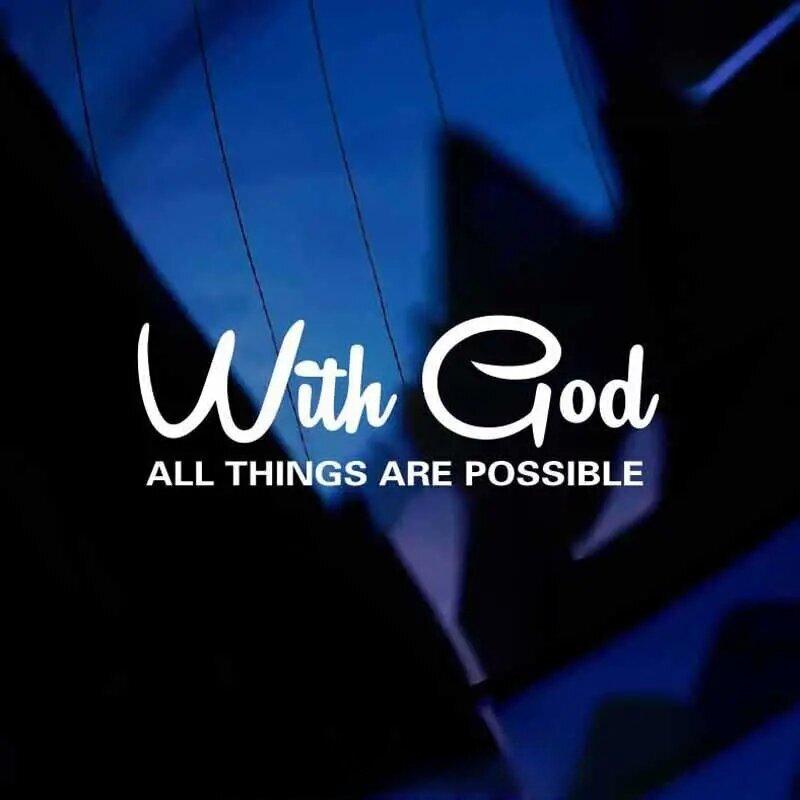 "WITH GOD ALL THINGS ARE POSSIBLE" Car Sticker, Car Styling Decal Classic Christian Automotive Racing Trucks Laptop Decoration