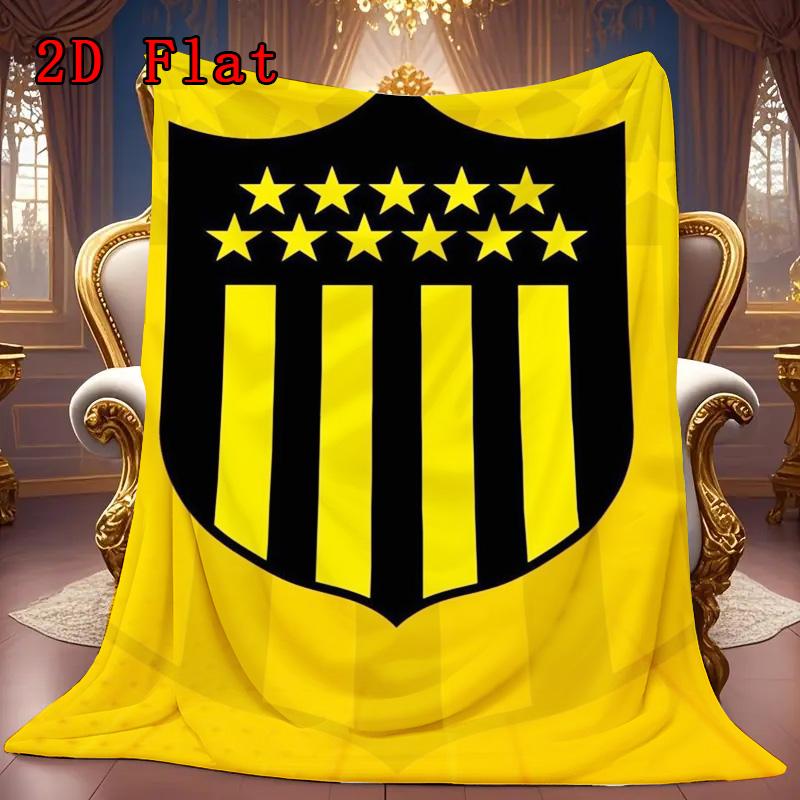 Peñarol football 2D Flat Pattern Flannel Blanket High quality All Seasons Warmth and Comfort Perfect for Christmas Gifts.MMT0918448