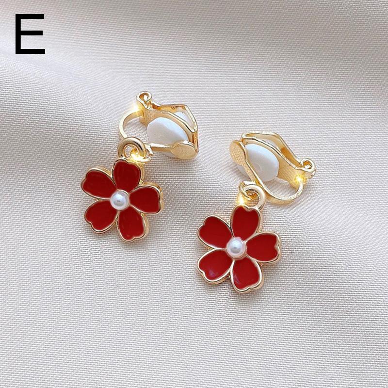 Fashion Bowknot Earrings Pearl Ear Clips Flower Star Moon Jewelry