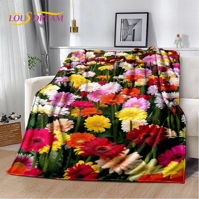 Nordic 3D Daisy Flower Soft Plush Blanket,Flannel Blanket Throw Blanket for Living Room Bedroom Bed Sofa Picnic Cover Bettdecke