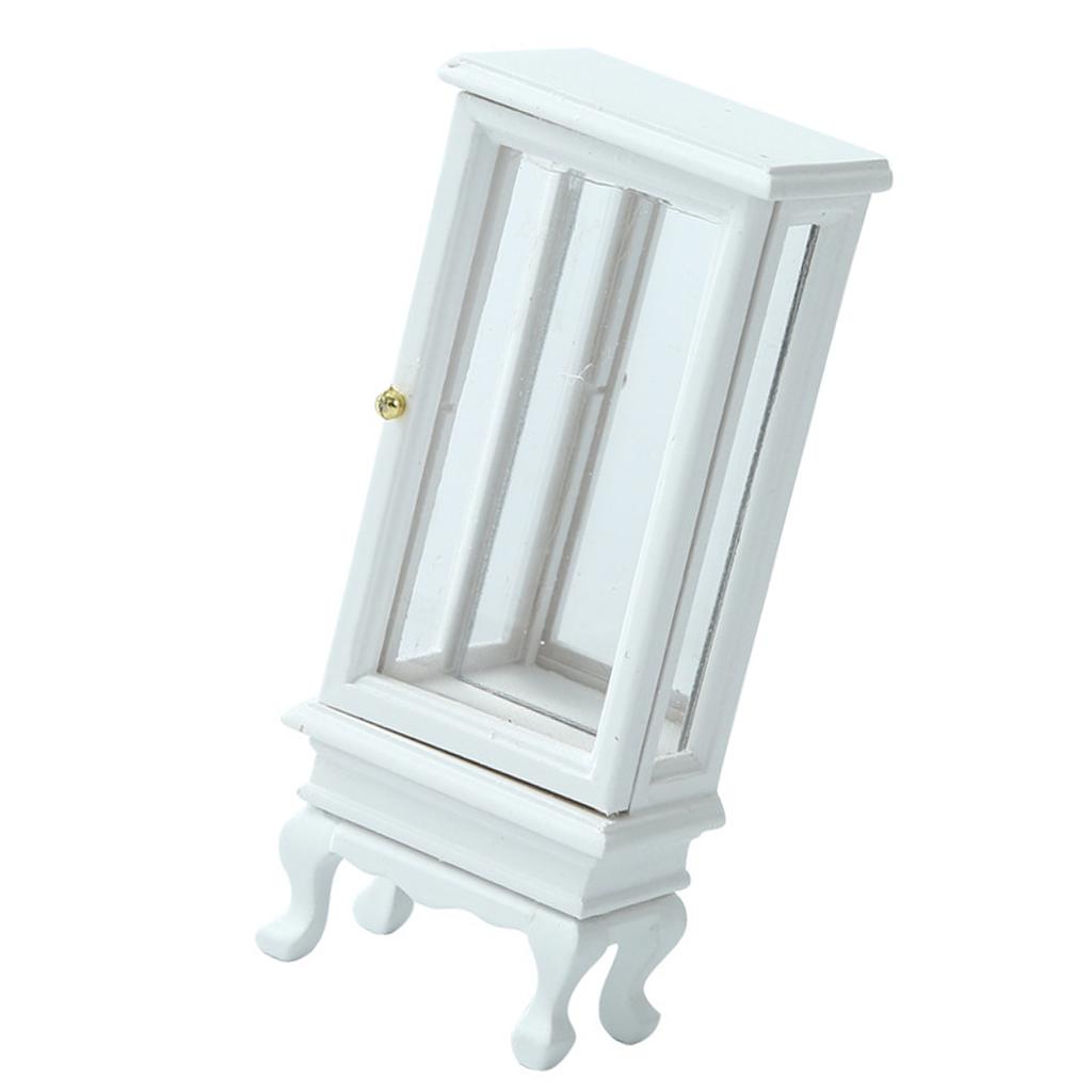 1/12 Scale Miniature Glass Door Cabinet For Dollhouse Decoration And Collectible Display Accessories Scene Decors