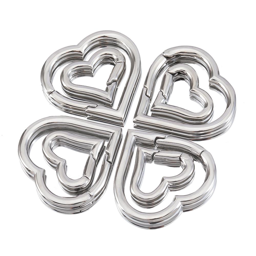 2pcs/1pc No Fade Stainless Steel Heart Spring Lobster Clasp Keychain Oval Clasps Keyring Carabiner Key Holder DIY Jewelry Making