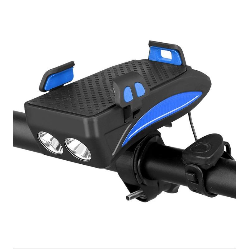 Przednia lampka rowerowa 4 w 1 Ładowanie Mocne światło Nocna lampka do jazdy z klaksonem Rowerowy uchwyt na telefon komórkowy Akcesoria do sprzętu jeździeckiego