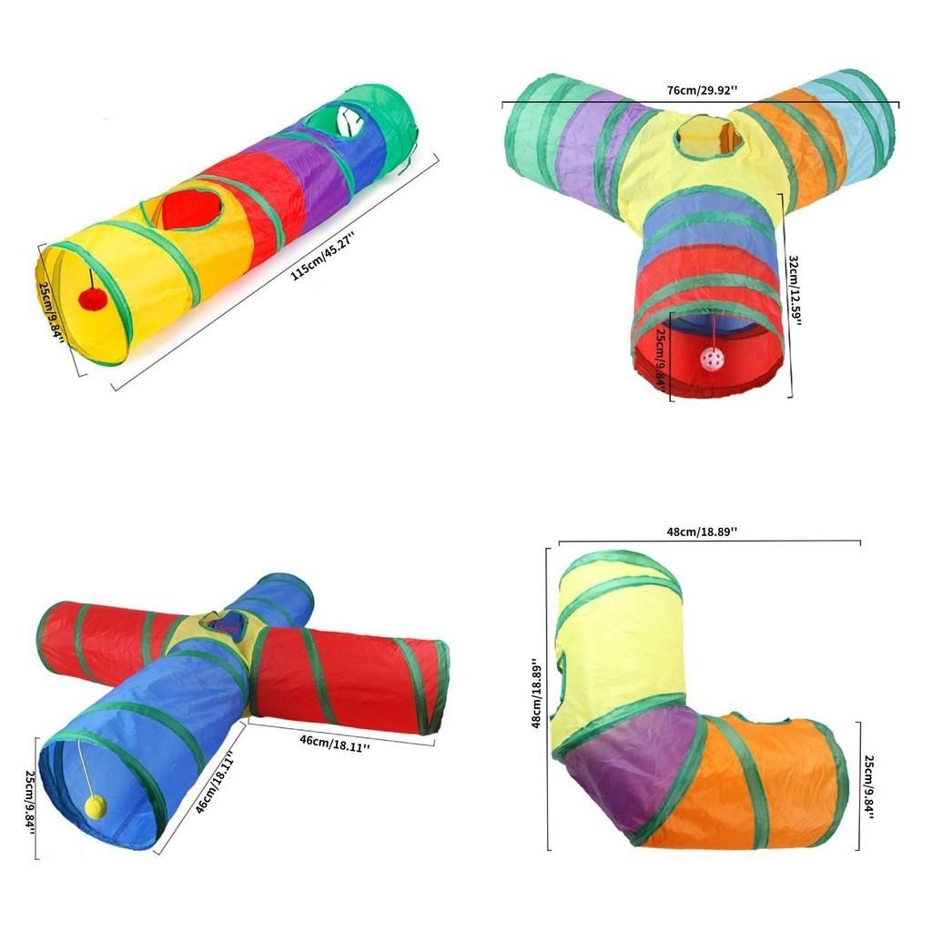 Colorful Rainbow Cat Tunnel Interactive Collapsible Pet Toy For Endless Fun