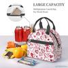 Love Hearts Pattern Insulated Lunch Bag Leakproof Cooler Thermal Bento Tote Bag Red Love Heart Lunch Box for Work Picnic Beach