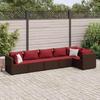 VidaXL Garden Lounge Set 6 Pcs with Cushions Brown Wicker, Outdoor Sofa Set, Garden Corner Sofa, 3308109
