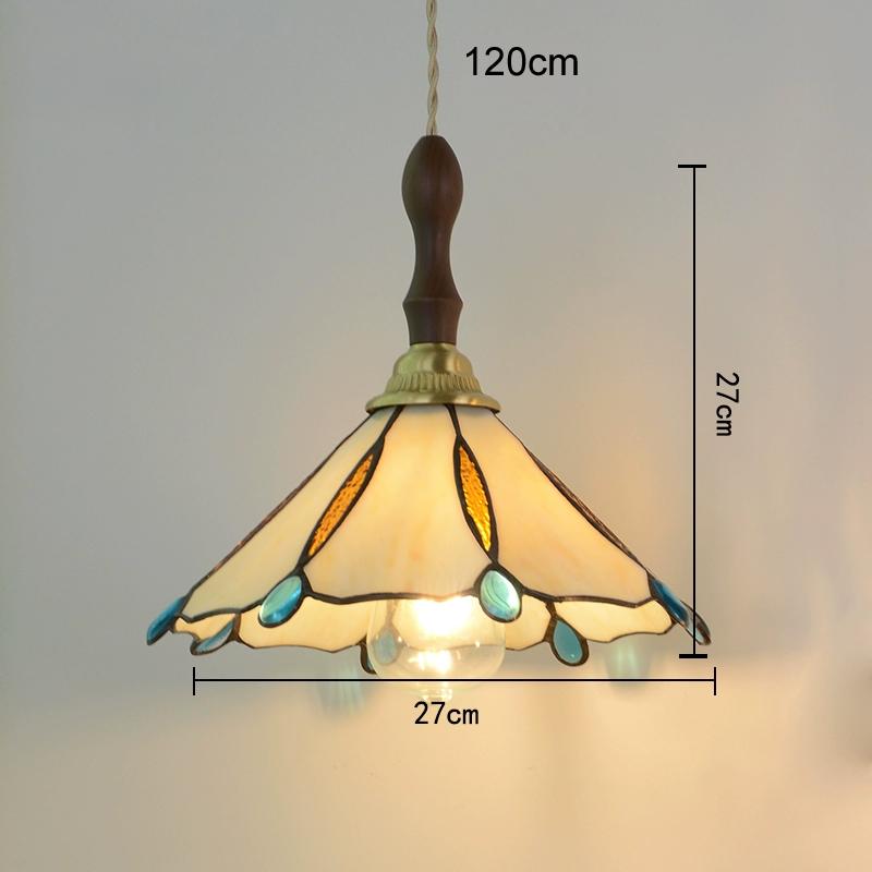 Home Garden LED Pendant Light Fixture Wood Copper Glass Lampshade Vintage Edison Bulb Hanging Lamp Restaurant Ceiling Chandelier