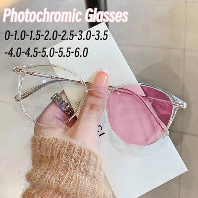 Frauen Luxus Marke Photochrome Myopie Gläser Anti-blau Licht UV400 Outdoor Sonnenbrille Minus Dioptrien Brillen 0 Bis-6,0