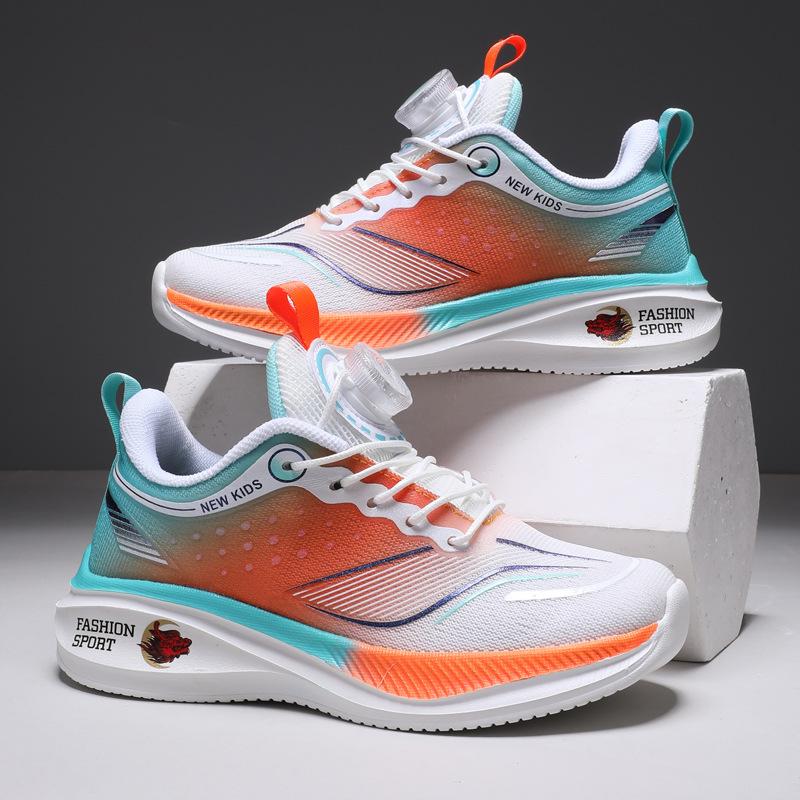 Running shoes boys and girls autumn new mesh shock absorption rotating button shock absorption sports shoes children's shoes student boy