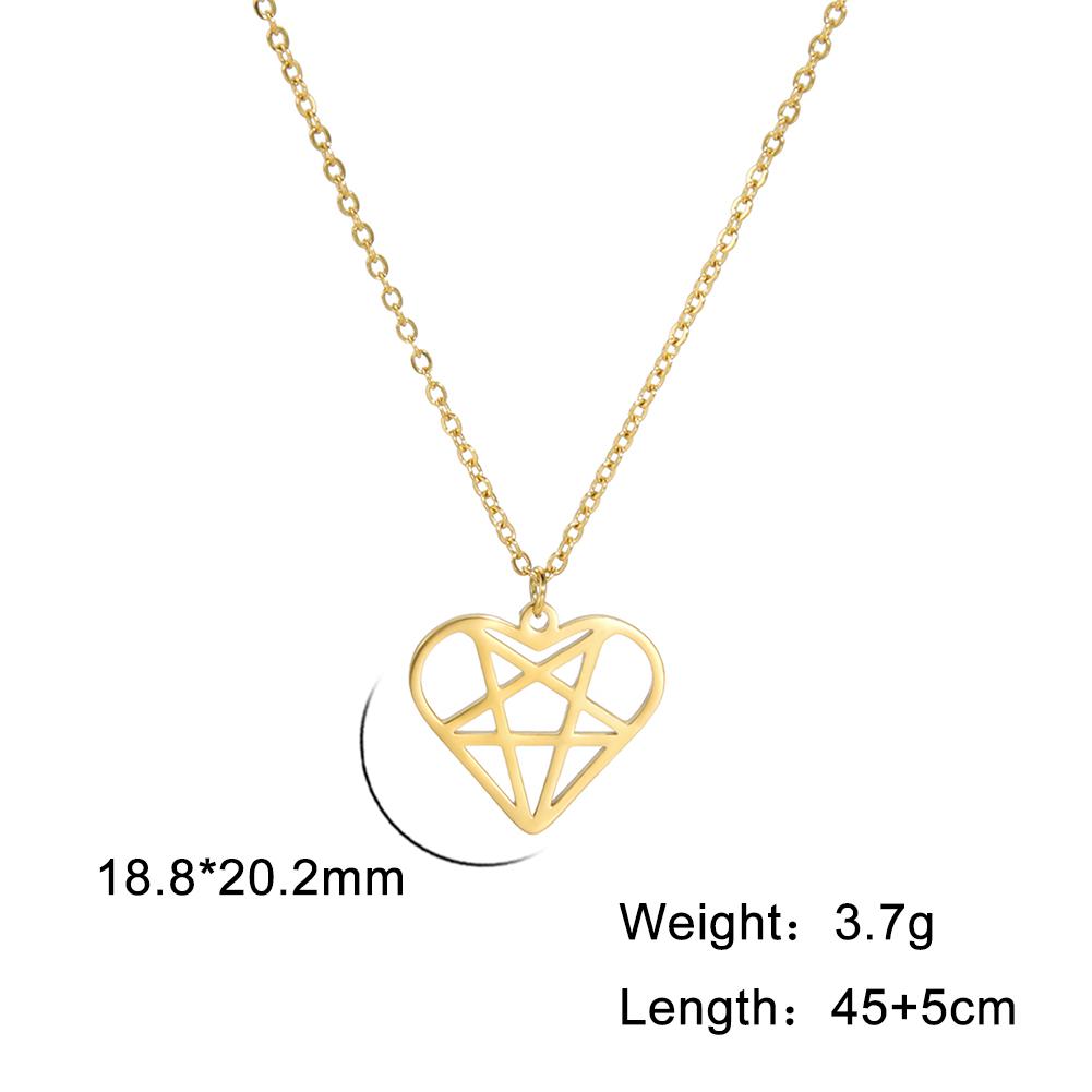 Unift Heartagram Pentacle Pentagram Necklaces for Women Stainless Steel Jewelry Fashion Geometric Pendant Neck Chain Accessories