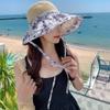 Big Brim Straw Sun Hat French Style Women's Sun Hat Fashion Foldable Crossbody Bag  Lady