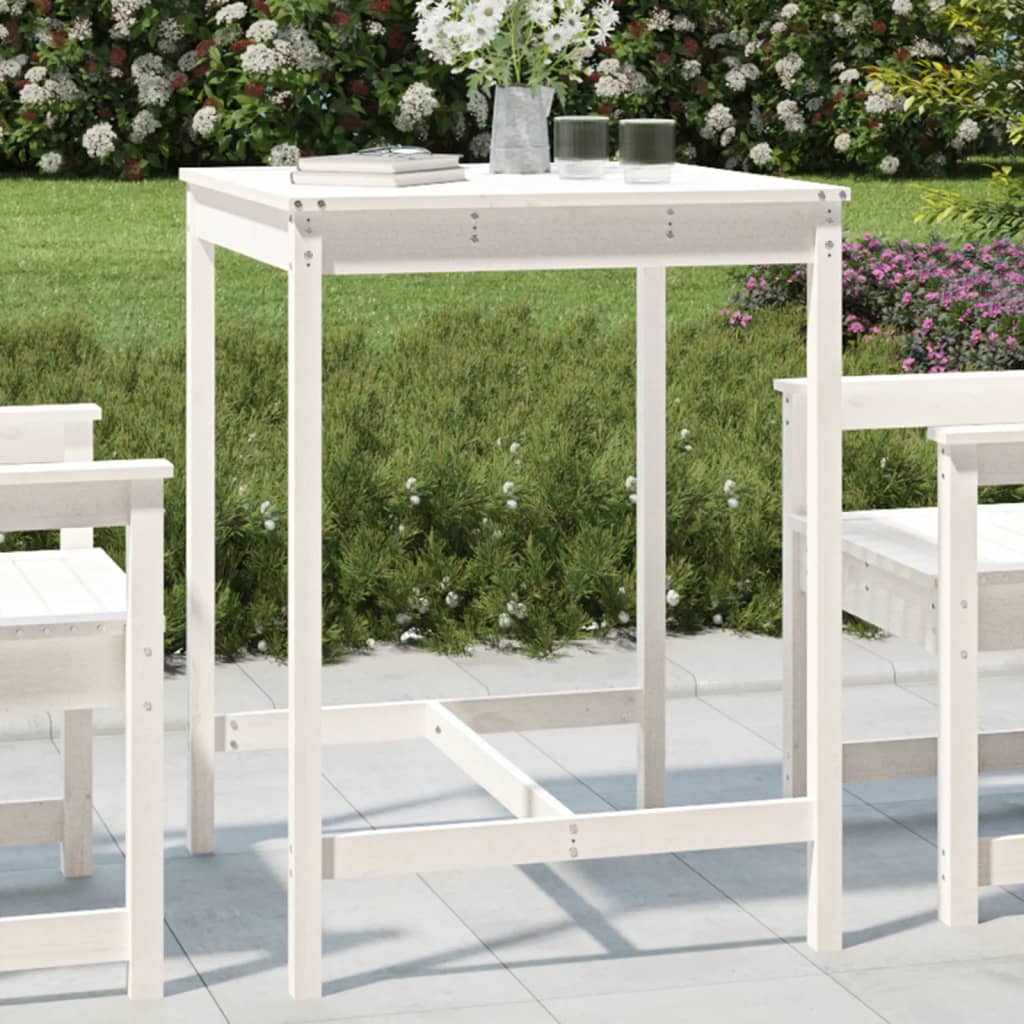 Garden Table White 82.5 x 82.5 x 110 cm Solid Pine Wood