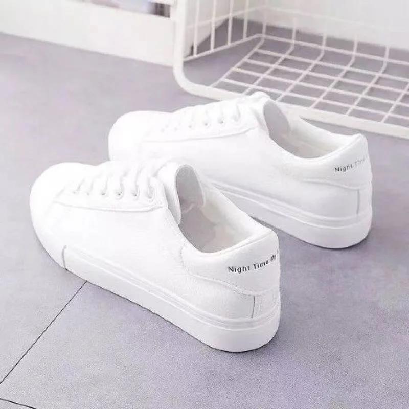 Fashion Women Sneakers 2025 Fashion Breathble Vulcanized Shoes Pu Leather Platform Shoes White Lace Up Casual Shoes Zapatos Mujer