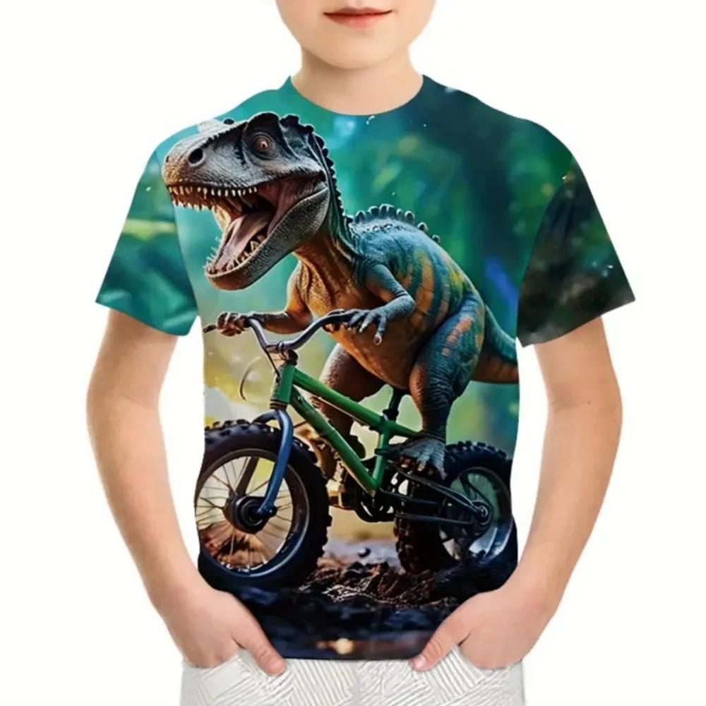 

Boys Kids Clothes 3D Print Cartoon Dinosaur Graphic T-shirts Fashion Summer Streetwear O-Neck Short Sleeves T-shirts for Girl 100