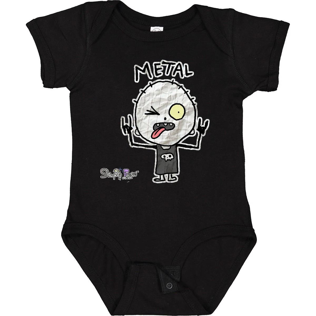 

Inktastic Metal Face Baby Bodysuit kids boys T-Shirkids boys T-Shirt Stupid Goth Punk One-piece 140