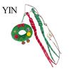 Knitted Holiday Embellishments Christmas Santa Claus Bag Charm, Crochet Keychain Pendant with Key Accessories Faux Leather Star, Xmas Hanging