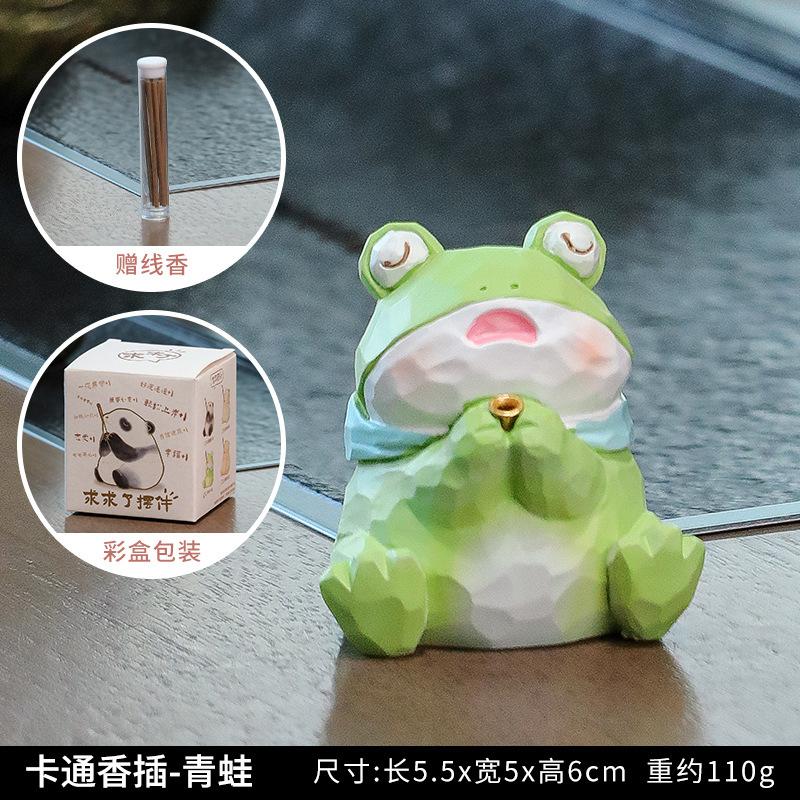 Roztomilé řemeslné výrobky Pryskyřičná žába Panda Vkládání vonných tyčinek Řemeslný výrobek Kadidelnice Kreslená zvířecí dekorace Držák na vůni Kancelář