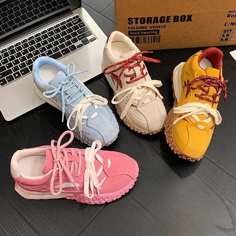 Spring New Style Women's Sporty Casual Thick Bottom Double Strap Dequan Shoes Versatile Leisure Fashionable Cross Strap Footwear