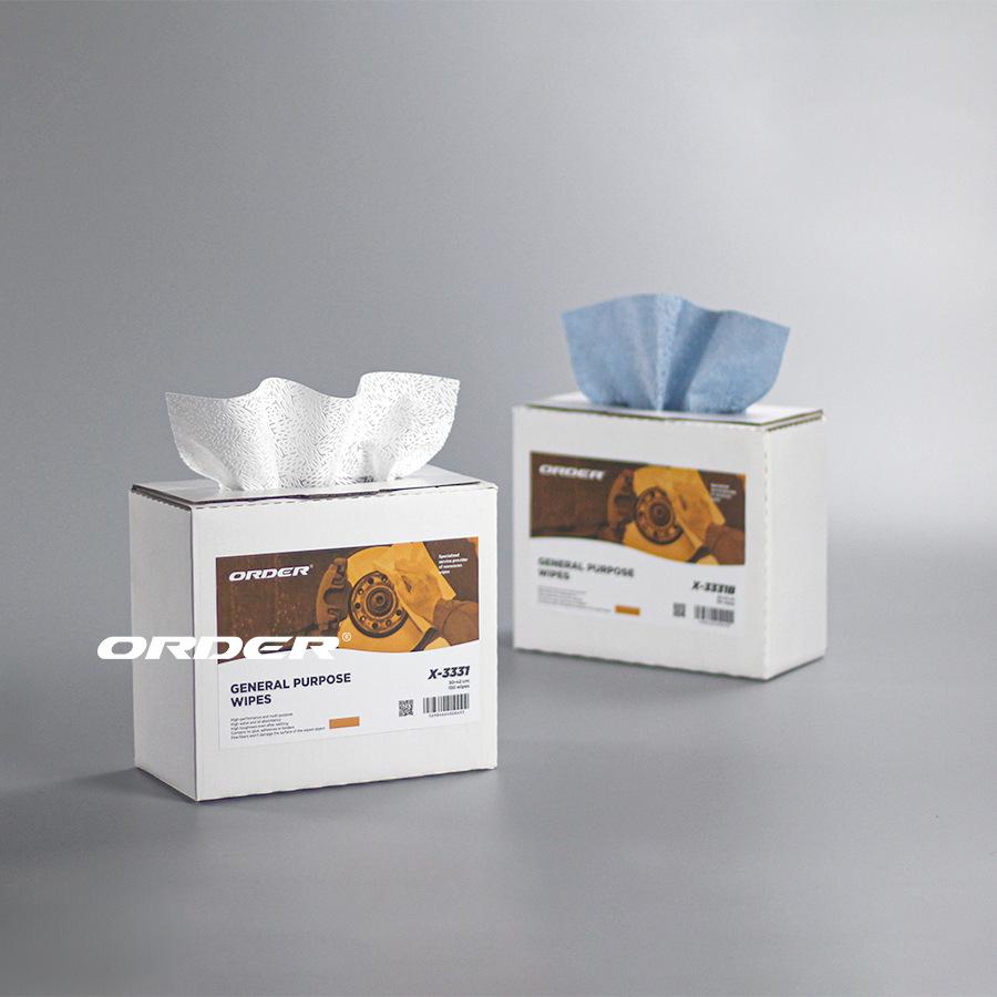 White Oil & Water-Absorbing Industrial Wiping Cloth – Dust-Free Oil Stain Wiper 120 sheets/box, pull-out folding