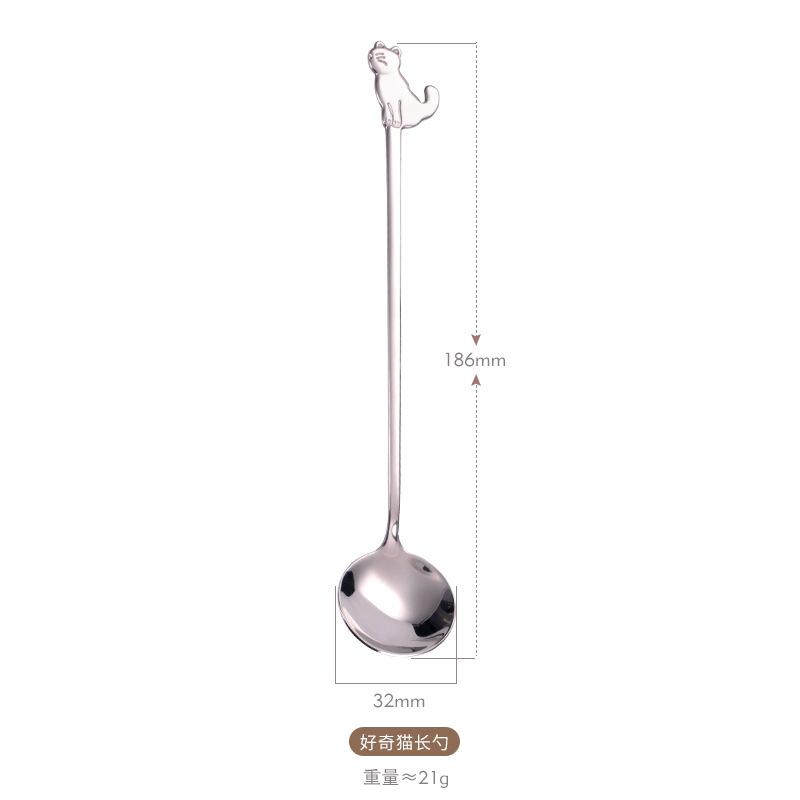 Creative Stainless Steel Tableware Cute Cat Dessert Spoon Fork Coffee Stirring Spoon Fruit Fork Mug Spoon Fork