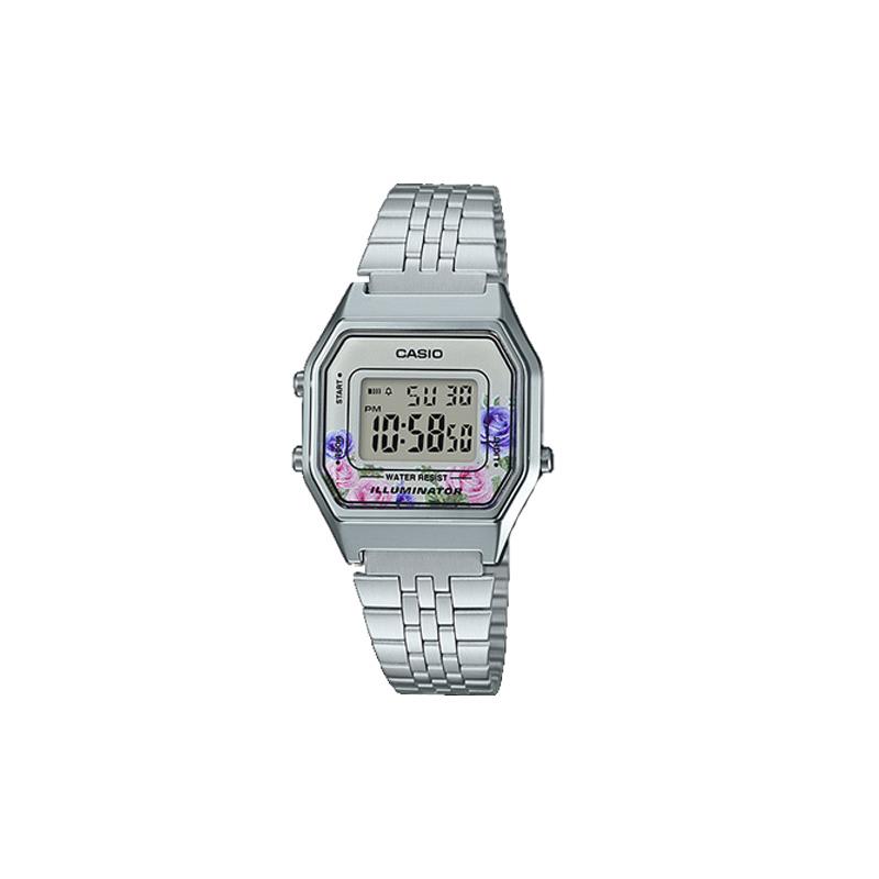 

Casio YOUTH series - small metal squares, fashionable business retro, LCD display waterproof, quartz movement, stainless steel strap, LA680WA-4C срібний