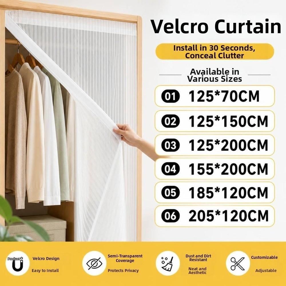 White Self-Adhesive Curtains Velcro Self-Adhesive Privacy Sheer Curtains Living Room Blinds