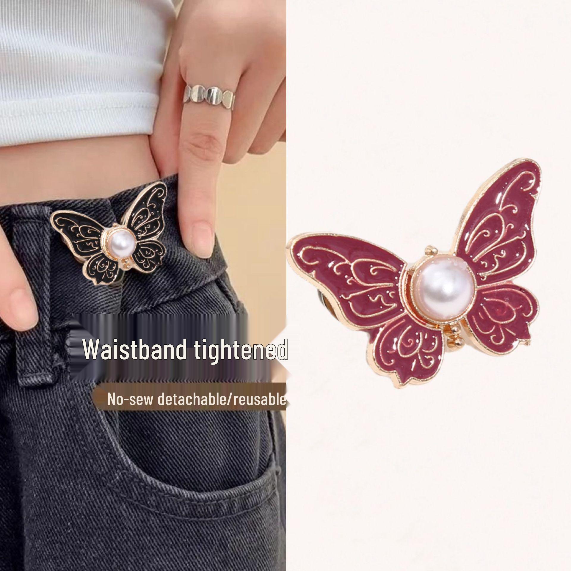 

Регулируемая съемная поясная пряжка-бабочка для джинсов New Stereo Floral Butterfly розы красного