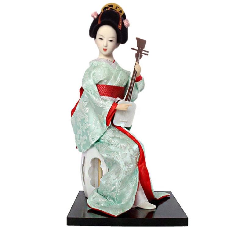 Elegante 12-Zoll-Geisha-Puppen mit detaillierter Bemalung und Kleidung Japanische Kimono-Figur für kulturelle Ausstellung Ornament